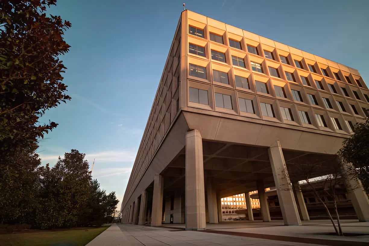 Government building exterior with clean architectural lines and a durable finish by an exterior painter in Belmont, CA