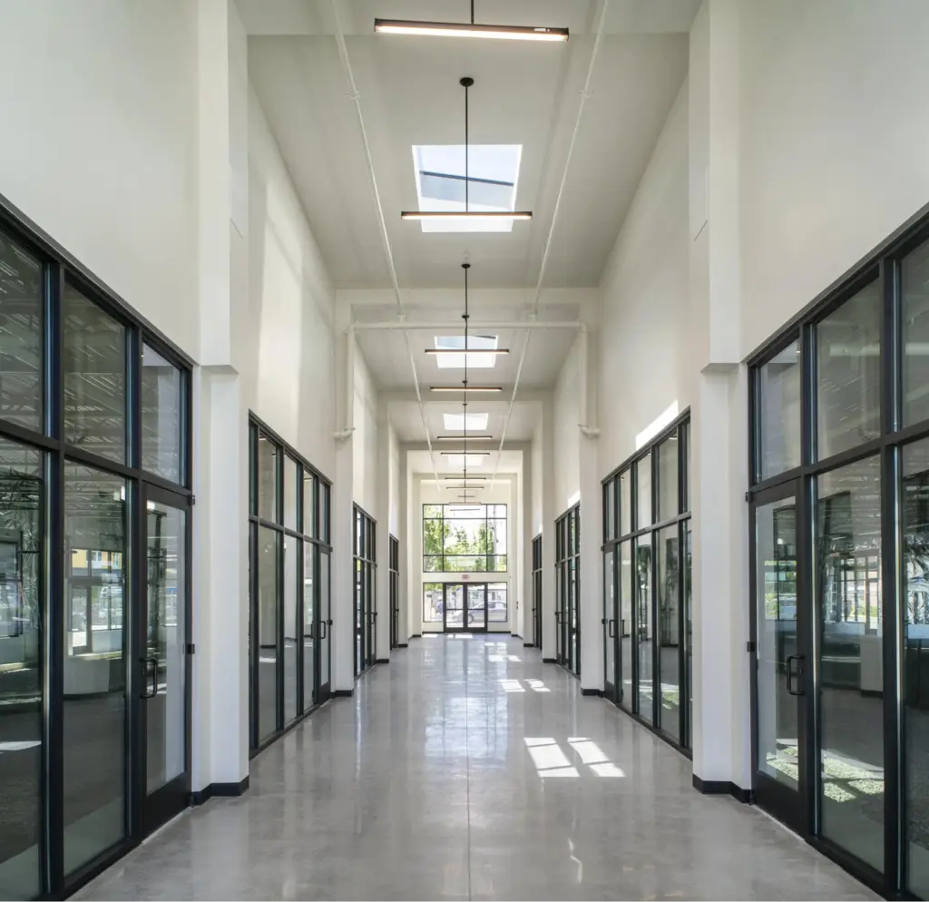 High-traffic public facility corridor with durable painting by an interior painter in Belmont, CA